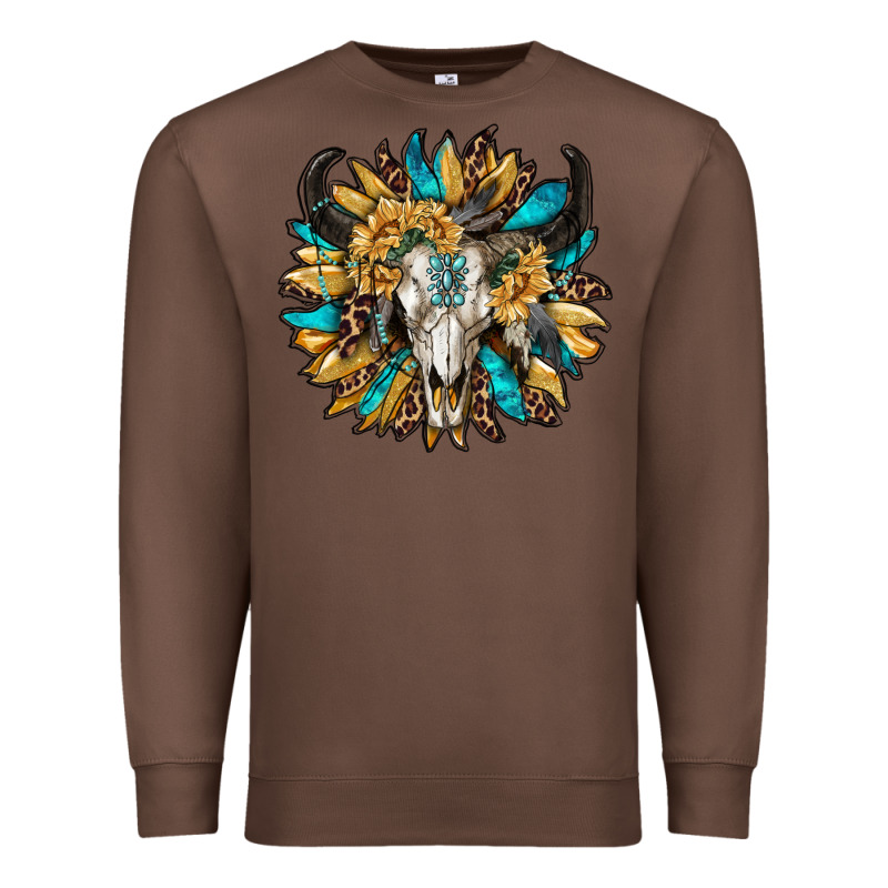 Bull Skull With Sunflower Premium Sweatshirt by RanaPortraitStore | Teevron
