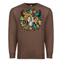 Chestnut bull skull with sunflower Premium Sweatshirt - RanaPortraitStore