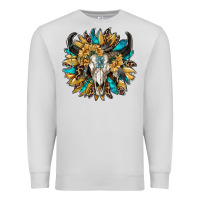 Dove Grey bull skull with sunflower Premium Sweatshirt - RanaPortraitStore