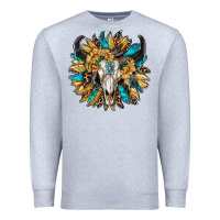 Heather Grey bull skull with sunflower Premium Sweatshirt - RanaPortraitStore