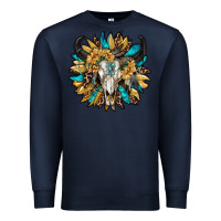 Navy bull skull with sunflower Premium Sweatshirt - RanaPortraitStore