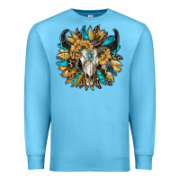 Ocean Blue bull skull with sunflower Premium Sweatshirt - RanaPortraitStore
