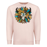 Pale Pink bull skull with sunflower Premium Sweatshirt - RanaPortraitStore