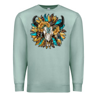 Seafoam bull skull with sunflower Premium Sweatshirt - RanaPortraitStore