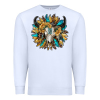 White bull skull with sunflower Premium Sweatshirt - RanaPortraitStore