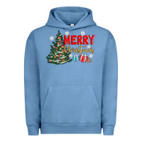 Pigment Pebble Blue merry christmas tree Urban Hoodie - AdoDesignShop