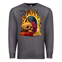 Charcoal Heather Halloween Skull Candles and Roses Premium Sweatshirt - texasbilliewilder