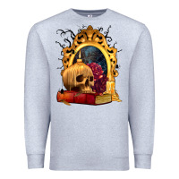 Heather Grey Halloween Skull Candles and Roses Premium Sweatshirt - texasbilliewilder