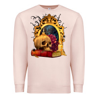 Pale Pink Halloween Skull Candles and Roses Premium Sweatshirt - texasbilliewilder
