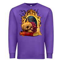 Purple Halloween Skull Candles and Roses Premium Sweatshirt - texasbilliewilder