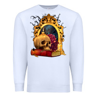 White Halloween Skull Candles and Roses Premium Sweatshirt - texasbilliewilder