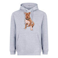 Heather Grey Brown Pitbull Heavyweight Hoodie - RanaPortraitStore
