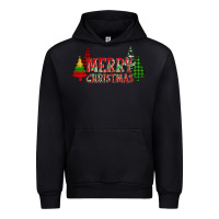 Black merry christmas glitter plaid trees Urban Hoodie - AdoDesignShop