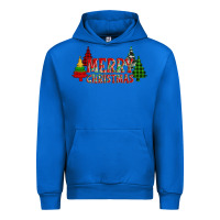 Cobalt merry christmas glitter plaid trees Urban Hoodie - AdoDesignShop