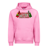 Fuchsia Pink merry christmas glitter plaid trees Urban Hoodie - AdoDesignShop