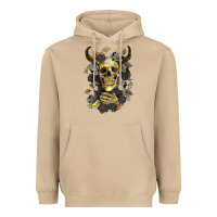 Mushroom Bull Human Skull With Gold Roses Heavyweight Hoodie - RanaPortraitStore