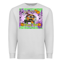 Dove Grey Halloween School Bus Premium Sweatshirt - texasbilliewilder