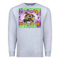 Heather Grey Halloween School Bus Premium Sweatshirt - texasbilliewilder