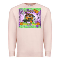 Pale Pink Halloween School Bus Premium Sweatshirt - texasbilliewilder