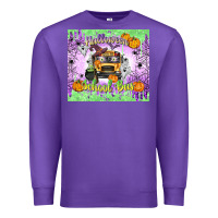 Purple Halloween School Bus Premium Sweatshirt - texasbilliewilder