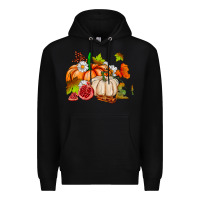 Black pumpkins daisies and fall leaf's ado Premium Hoodie - AdoDesignShop