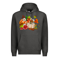 Charcoal Heather pumpkins daisies and fall leaf's ado Premium Hoodie - AdoDesignShop