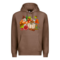 Chestnut pumpkins daisies and fall leaf's ado Premium Hoodie - AdoDesignShop