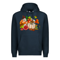 Navy pumpkins daisies and fall leaf's ado Premium Hoodie - AdoDesignShop