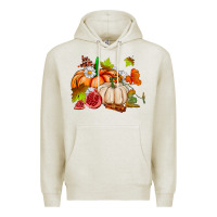 Oatmeal Heather pumpkins daisies and fall leaf's ado Premium Hoodie - AdoDesignShop