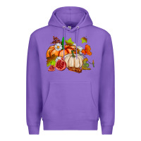 Purple pumpkins daisies and fall leaf's ado Premium Hoodie - AdoDesignShop