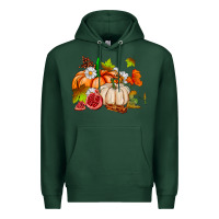Sports Green pumpkins daisies and fall leaf's ado Premium Hoodie - AdoDesignShop