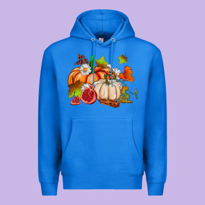 Pumpkins Daisies And Fall Leaf's Ado Premium Hoodie Designed By Adodesignshop