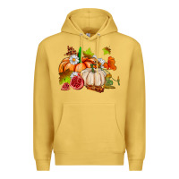 Antique Gold pumpkins daisies and fall leaf's ado Premium Hoodie - AdoDesignShop