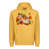 Mustard pumpkins daisies and fall leaf's ado Premium Hoodie - AdoDesignShop