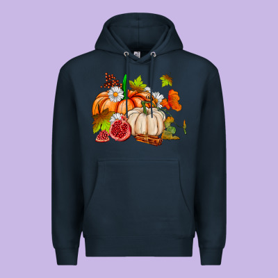 Pumpkins Daisies And Fall Leaf's Ado Premium Hoodie Designed By Adodesignshop