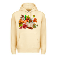 Pina Colada pumpkins daisies and fall leaf's ado Premium Hoodie - AdoDesignShop