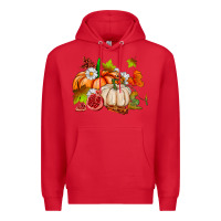 Red pumpkins daisies and fall leaf's ado Premium Hoodie - AdoDesignShop
