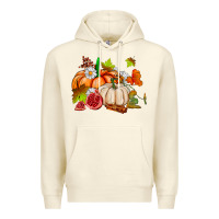 Sandshell pumpkins daisies and fall leaf's ado Premium Hoodie - AdoDesignShop