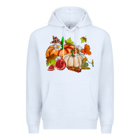 White pumpkins daisies and fall leaf's ado Premium Hoodie - AdoDesignShop