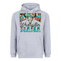 Heather Grey wranglin mama Heavyweight Hoodie - Zillion Design Studio