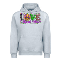 Heather Grey love mardi gras fleur de lis sunflower leopard and beads Urban Hoodie - Artiststas