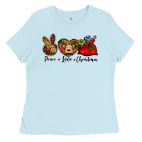 Baby Blue peace love Christmas Ladies Tee - BarkalooDesign