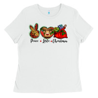 White peace love Christmas Ladies Tee - BarkalooDesign