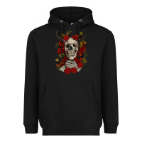 Black Bull Human Skull With Roses Heavyweight Hoodie - RanaPortraitStore
