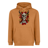 Meerkat Bull Human Skull With Roses Heavyweight Hoodie - RanaPortraitStore