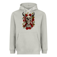 Moon Dust Bull Human Skull With Roses Heavyweight Hoodie - RanaPortraitStore