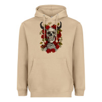 Mushroom Bull Human Skull With Roses Heavyweight Hoodie - RanaPortraitStore