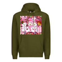 Army Green pink snowgirls Premium Hoodie - AdoDesignShop