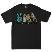 Black Peace love raccoon Premium Tee - LillyAllenDesigns