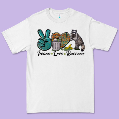 Peace Love Raccoon Premium Tee Designed By Lillyallendesigns